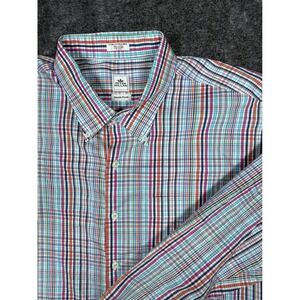 Peter Millar Seaside Finish Plaid Button Down Shirt XXL Mens Cotton